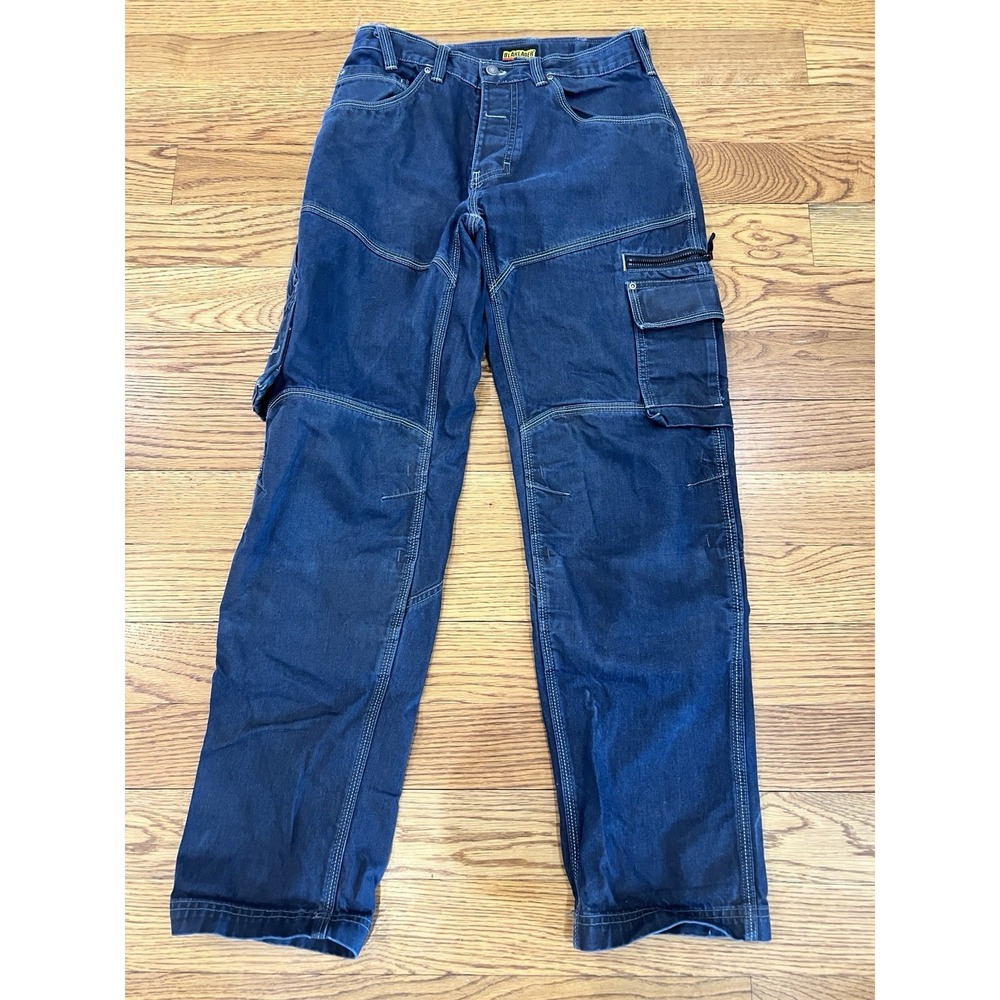 Blaklader‎ Work Pants Mens 30x31 Dark Blue Denim Utility Cargo Pockets Tool Loop